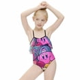 thumbnail image 5 of Game Kirby Children's Swimsuit Adjustable Off Shoulder Ruffle Swimwear One-piece Girls Kids Beach Bathing Suits 6-12 Years, 5 of 7