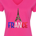 thumbnail image 4 of Inktastic France Eiffel Tower Flag in Text Women's V-Neck T-Shirt, 4 of 5