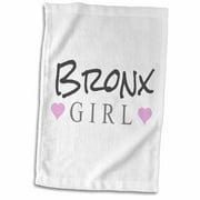 3dRose Bronx Girl - home town city pride - USA United States of America - text and cute girly pink hearts - Towel, 15 by 22-inch