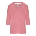 thumbnail image 4 of BangWanChi 3/4 Length Sleeve Womens Tops Women's Fashion Casual V-neck 3/4 Sleeve Top, 4 of 5