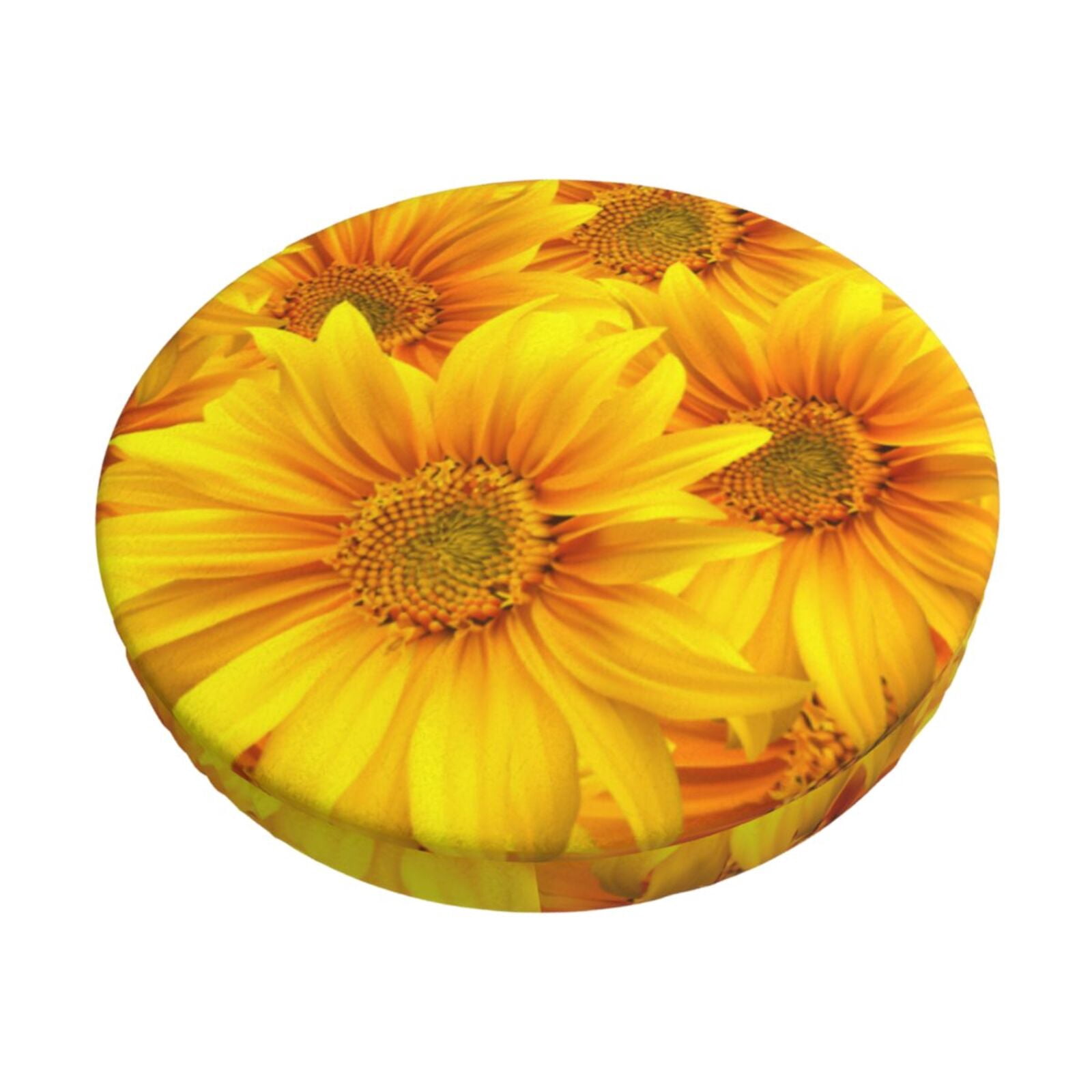 Easygdp 3D Sunflowers Print Easy To Install Bar Stool Covers&Stool Covers Round&Elastic Stool Cover, Barstool Covers,Washable&Bottom With Elastic Edge-12 inch