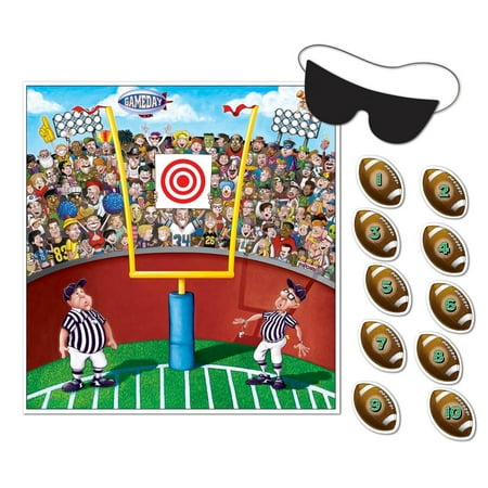 Football Post - Club Pack of 24 Sports Themed Pin the Football on the Goal Post Party Game