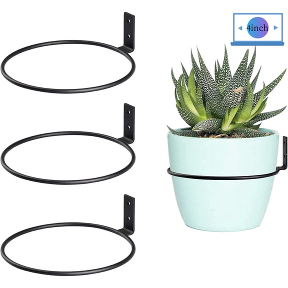 Trianu 3 Pack Plant Holder Ring, Flower Pot Mounting Ring, Wall Planter Hook, Metal Plant Hanger Ring, 4 inch