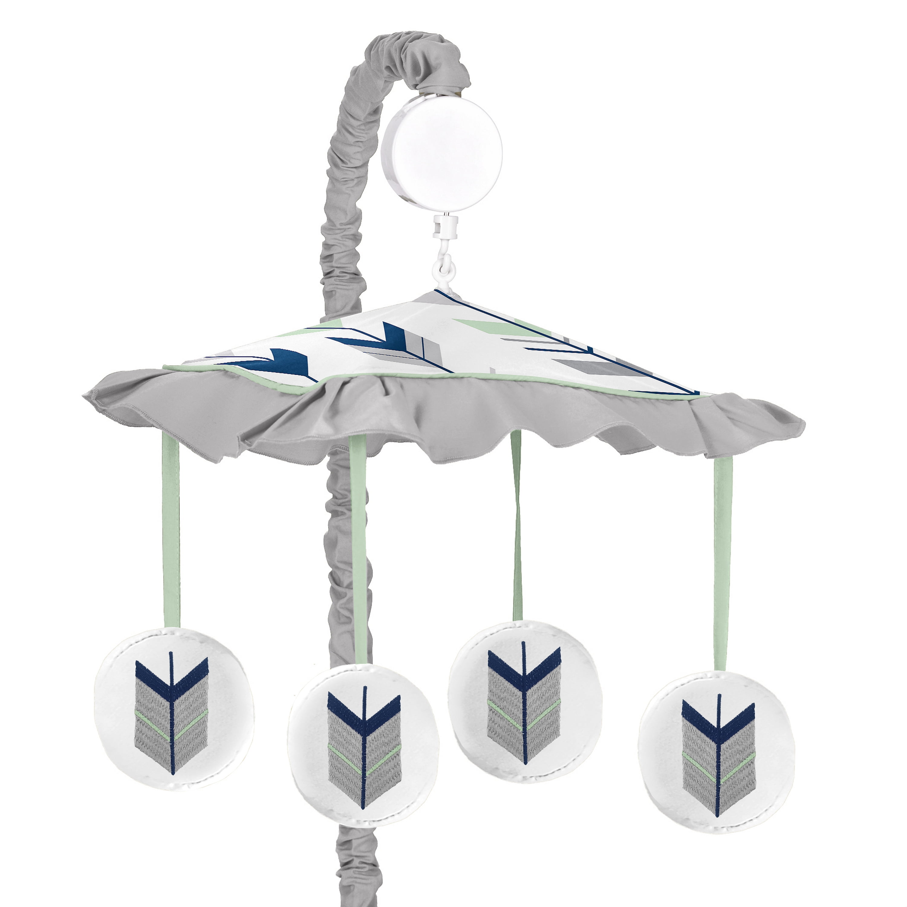 Mod Arrow Grey Navy Mint Musical Crib Mobile by Sweet Jojo Designs