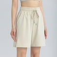 thumbnail image 6 of vigerkar Women's Bermuda Shorts Casual Summer Wide Leg Knee Length Casual Shorts Loose Drawstring Waist Sports Short with Pockets White, M, 6 of 8
