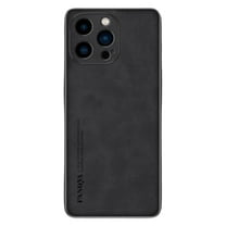 Dteck for iPhone 15 Pro Slim Back Case, Luxury Shockproof Business Retro Premium PU Leather Hybrid Case Cover, Anti-Drop Protective Cover with Lens Protection,Black