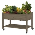 thumbnail image 4 of VEIKOUS Raised Garden Bed w/ Wheels, Elevated  Wood Planter for Vegetables, Herbs, Flowers, Brown, 4 of 15