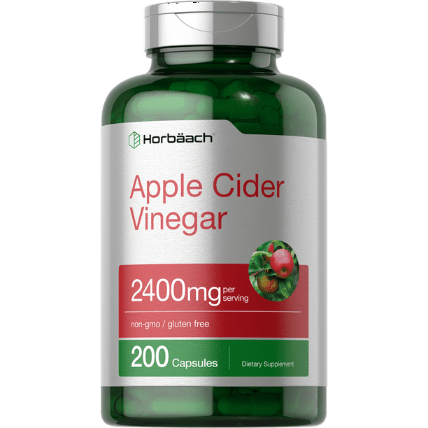 Apple Cider Vinegar Capsules 2400mg 200 Pills NonGMO and Gluten