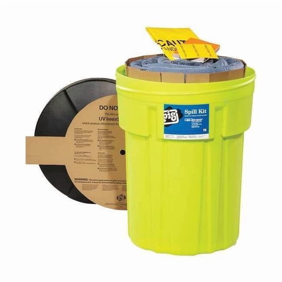 Spill Kit, 21 gal Volume Absorbed per Kit, 30 gal Capacity, Drum, Green, 46