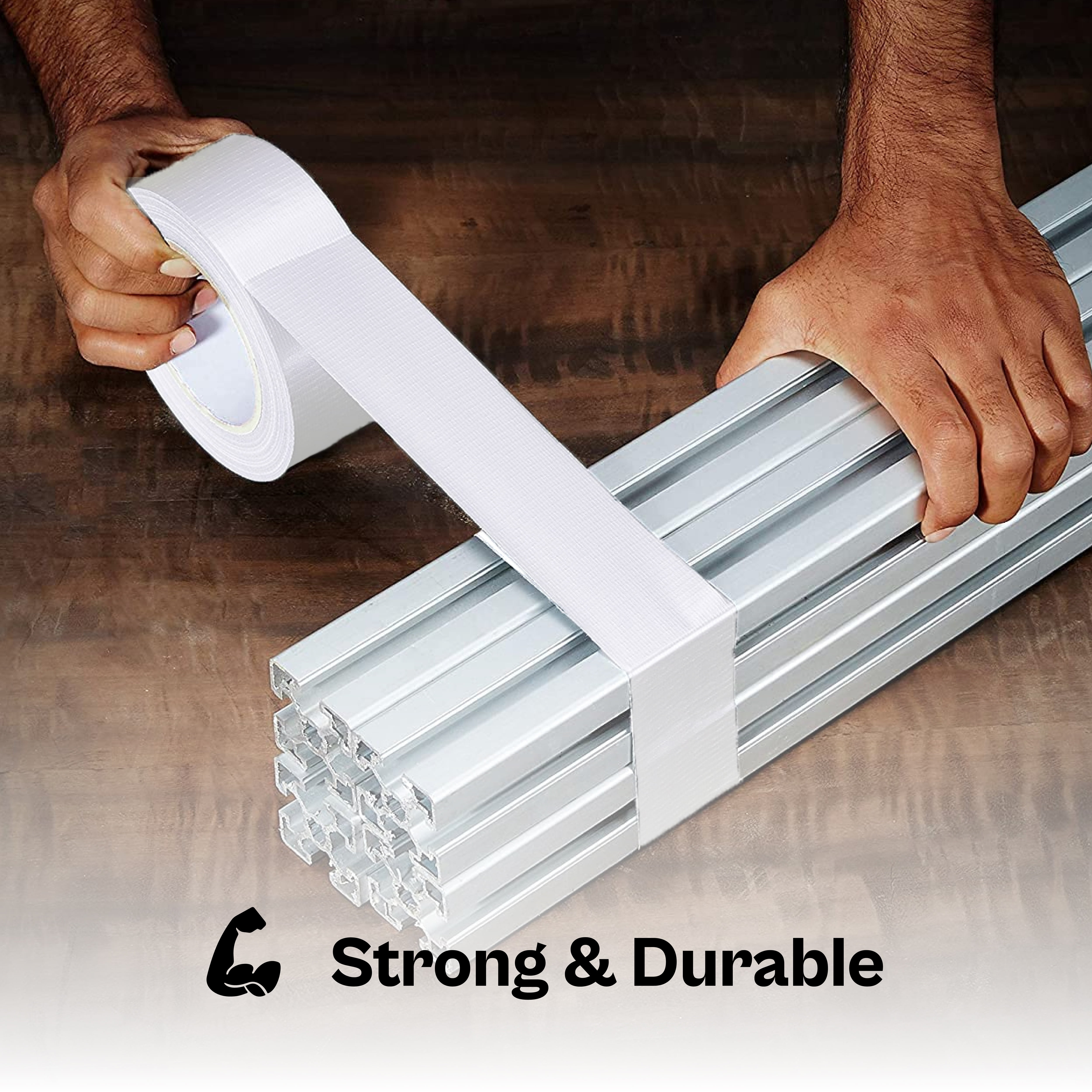 MMBM Duct Tape 2" x 60 Yards White, 9 Mil Strong Adhesive Tape for Box Repair & Maintenance, 48 Rolls