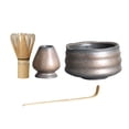 thumbnail image 2 of Handmade Matcha Set Ceramic Whisk Holder Matcha Bowl for Dining Room Kithen Gray and Aureate, 2 of 8