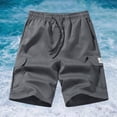 thumbnail image 2 of KPOPLK Big and Tall Shorts for Men Cotton Linen Shorts Men's Elastic Waist Drawstring Casual Shorts Summer Size S,Dark Gray, 2 of 9