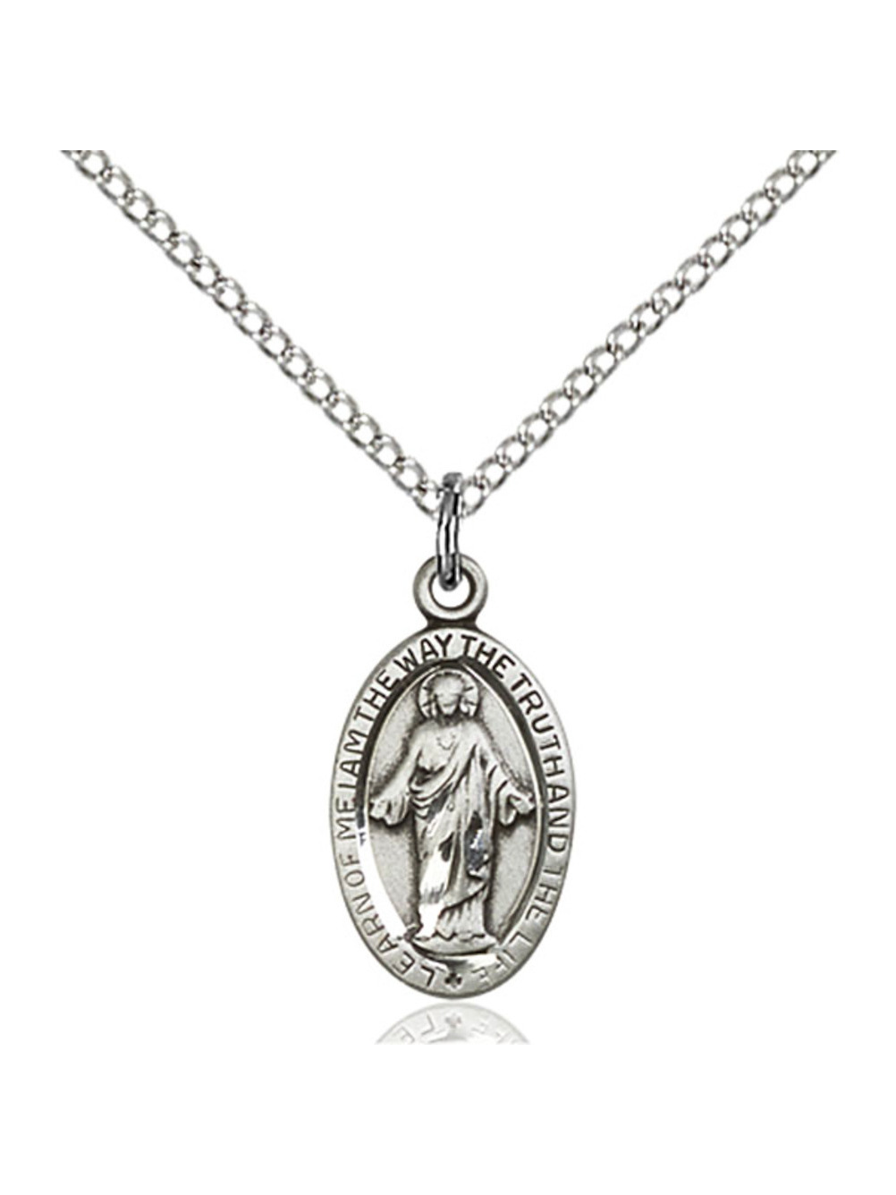 Sterling Silver Scapular Pendant 5/8 x 3/8 inches with Sterling Silver ...