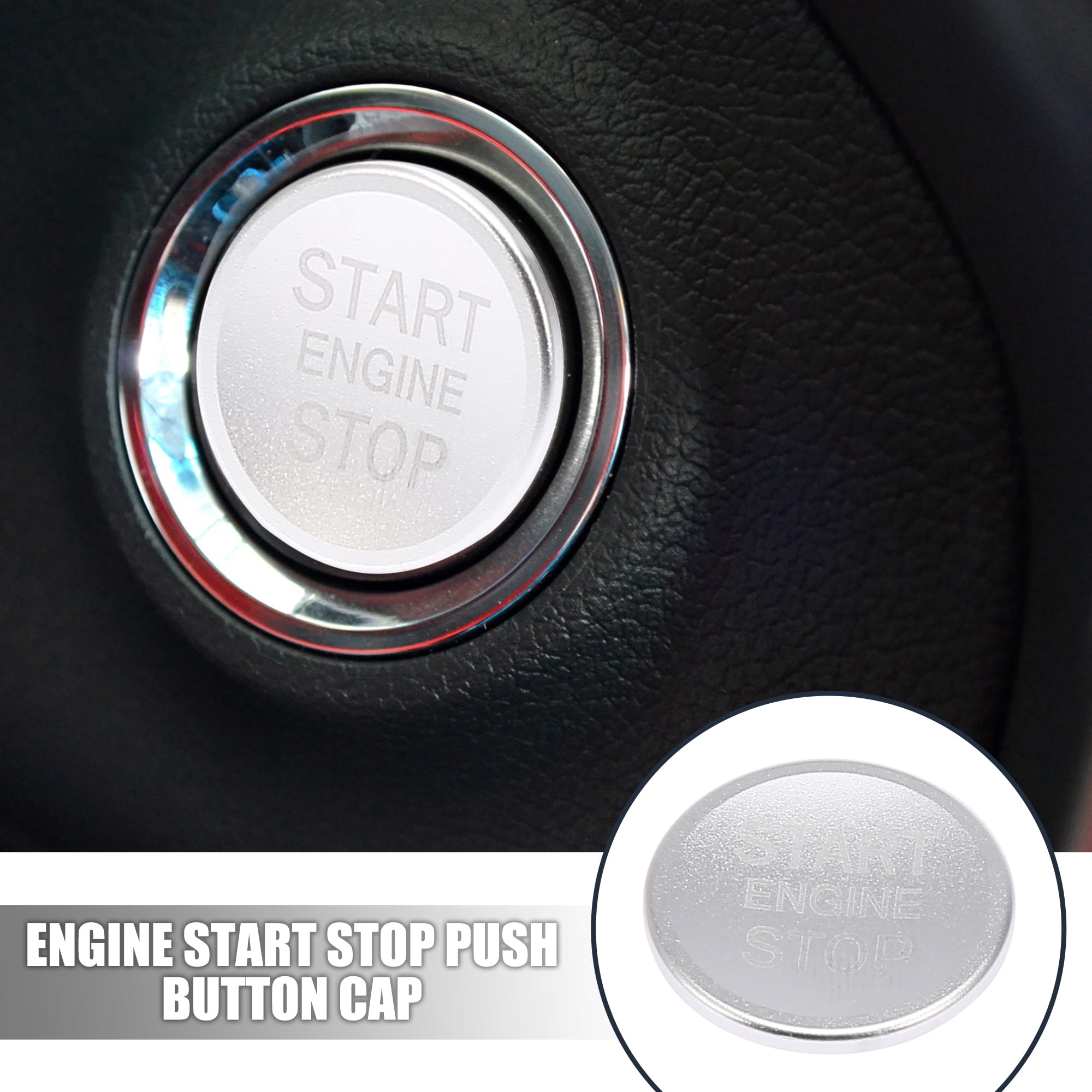 Car Engine Start Stop Push Button Cover for Audi A4L A6L Q5 A5 A7 Silver -Tone