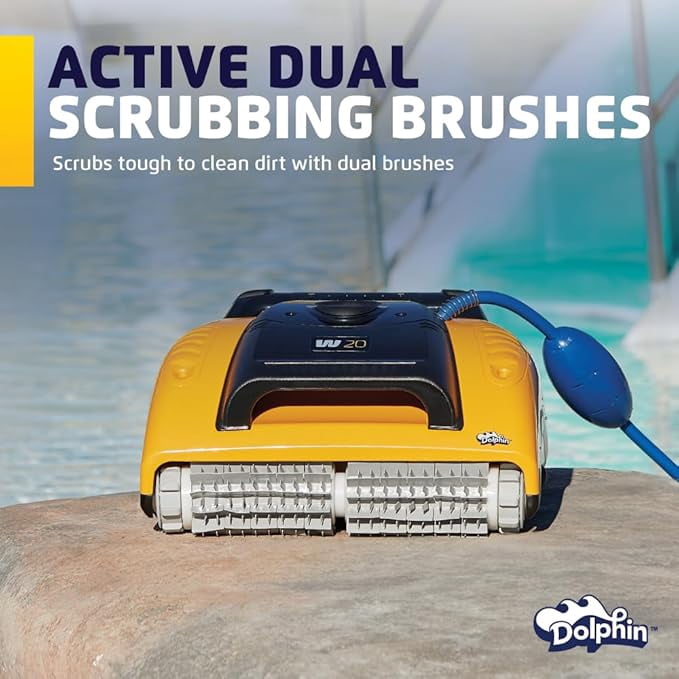 DOLPHIN W20 Wave Commercial Robotic Pool [Vacuum] Cleaner with Caddy - Engineered for Unmatched Cleaning Performance - Ideal for Commercial Swimming Pools up to 68 Feet