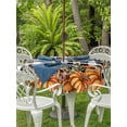 thumbnail image 2 of Outdoor Tablecloth with Umbrella Hole and Zipper, Orange Yellow Pumpkin Fall Round Table Cloth 54 Inch Waterproof Tablecloth, Thanksgiving Black Plaid Leaves Picnic Table Cover for Patio Camping, 2 of 7