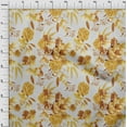 thumbnail image 3 of oneOone Cotton Silk Yellow Fabric Leaves & Rose Watercolor Quilting Supplies Print Sewing Fabric By The Yard 42 Inch Wide, 3 of 4