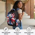 thumbnail image 4 of Chririnla USA Patriotic Stripes Pattern Lightweight Kids Backpack with Side Pockets Soft Funny Backpack, Multi-Pocket 17 Inch Kids Backpacks for Elementary Travel, 4 of 9