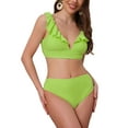 thumbnail image 1 of INSPIRE CHIC Conjuntos de Bikini de Tirantes Anchos con Volantes en el Cuello en V de Mujer 2 Piezas con Cierre de Ajuste en la Parte Posterior Parte Inferior Triangular Talla X-Large Verde Pasto, 1 of 5