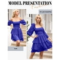 thumbnail image 6 of Xuanfei Women Square Neck Smocked 3/4 Sleeve Tiered Mini Dress, 6 of 7