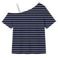 thumbnail image 6 of HAiming Girls Tops off the Shoulder Short Sleeve Striped Color Block T Shirts Loose Casual Fashion Tee Summer Vacation Workout Blouses, 6 of 9