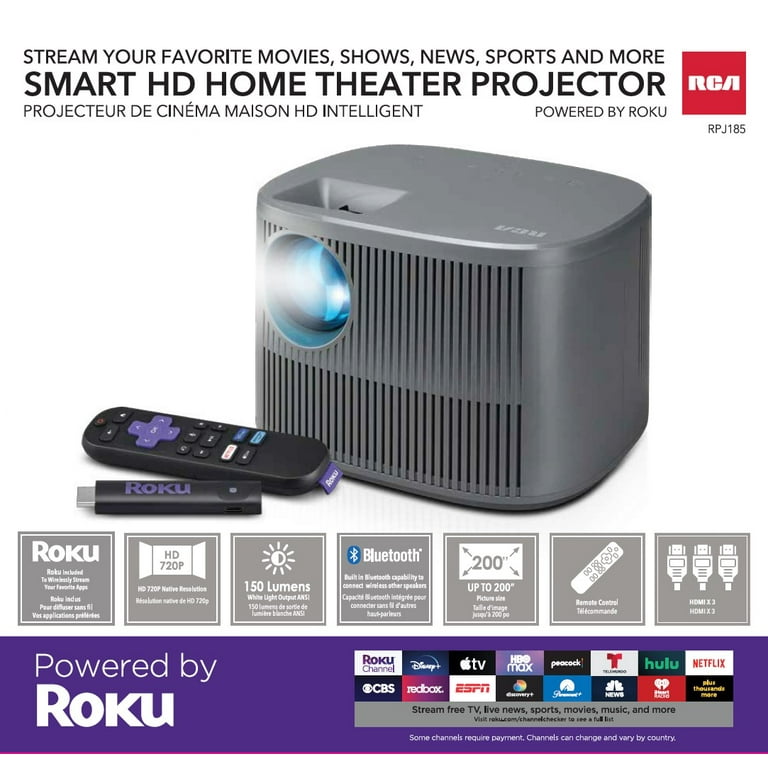 RCA 720P HD Roku Smart Home Theater Projector With Roku Express