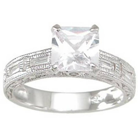 CZ Sterling Silver Antique Style Wedding Ring