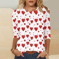 thumbnail image 2 of UAMVSH tops for Women Valentine Tees Casual 3/4 Sleeve Basic Tops Cute Blouse Top Heart Printed Shirt, 2 of 5