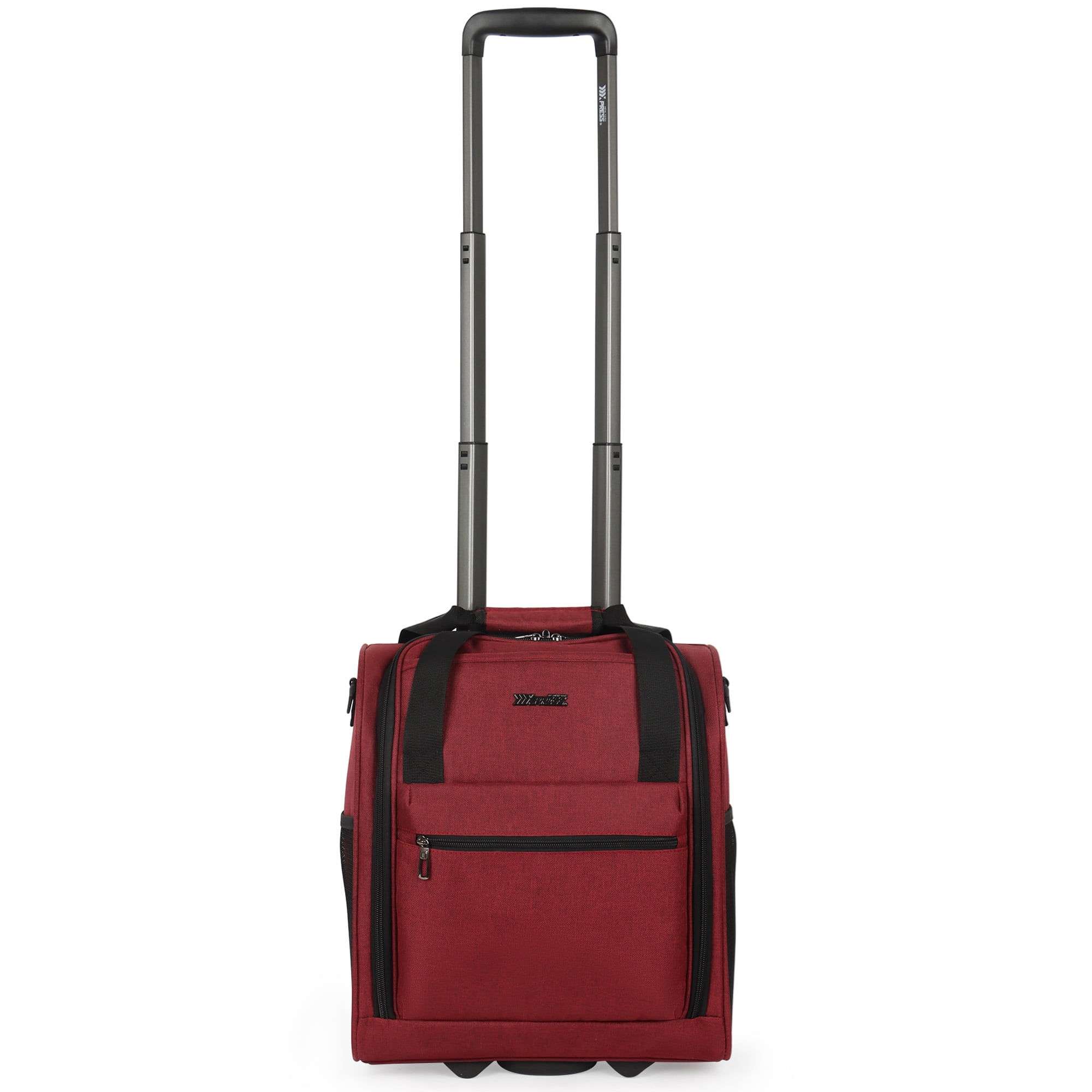 New York Xpress 16" Underseat Carry-on Luggage Lightweight Softside Rolling Suitcase with 2 Wheels, Burgundy - TA13