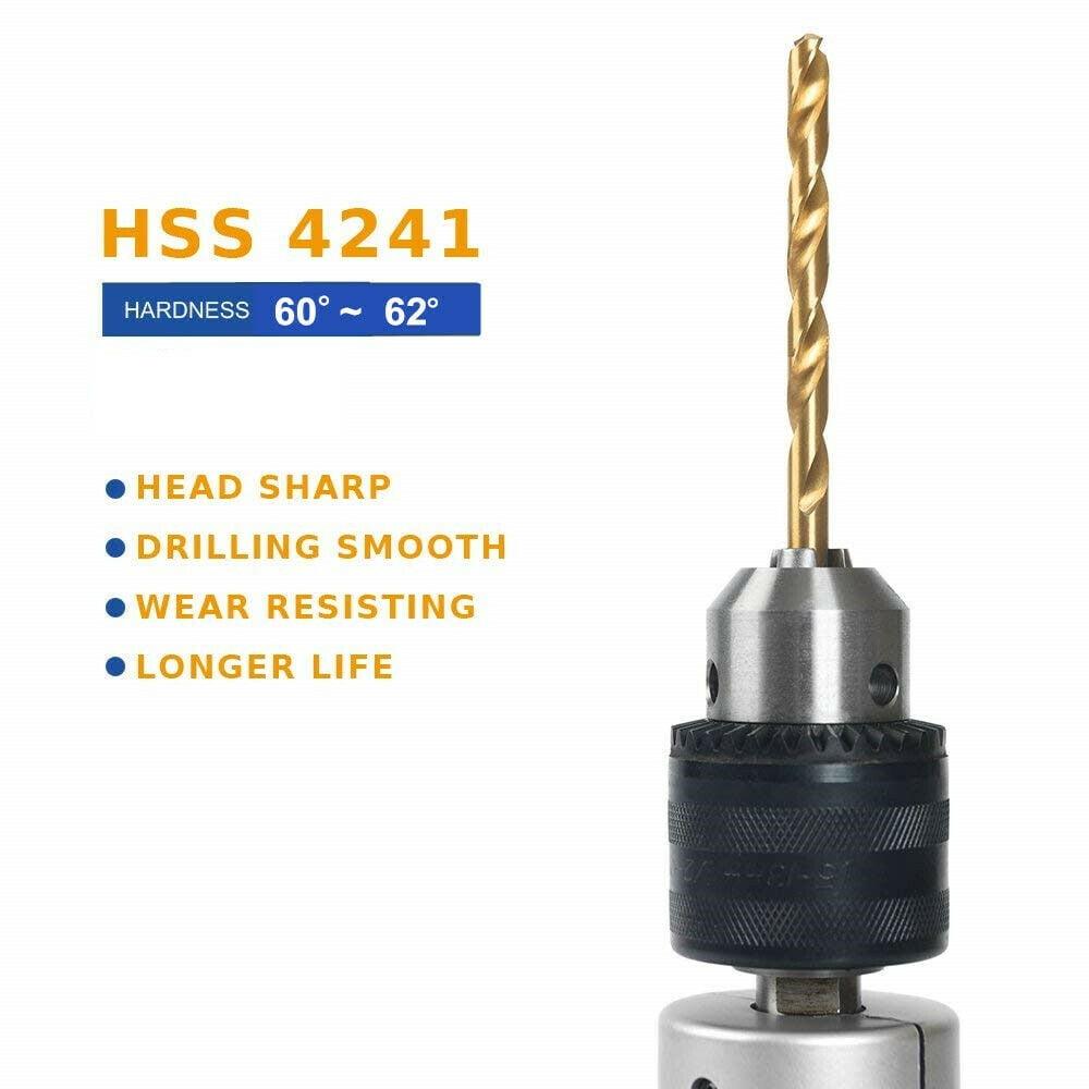 30pcs 5/16"  HSS Jobber Length Drill Bit Titanium Coated for Metal Plastic Wood