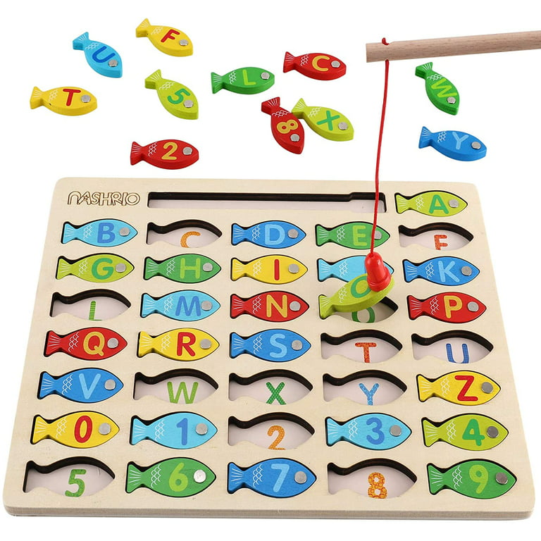 Magnetic Wooden Fishing Game Toy for Toddlers, Alphabet Fish Catching  Counting Games Puzzle with Numbers and Letters, Preschool Learning ABC and  Math Educational Toys for 3 4 5 Years Old Girl Boy