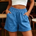 thumbnail image 4 of Womens Cotton Shorts High Waisted Comfy Athletic Solid Shorts with Pockets Loose Fit Daily Shorts, 4 of 6