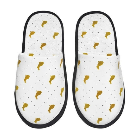 Balery Gold Rabbit Slient Indoor Furry Fleece Comfort House Shoes Soft Non-Slip Home Shoes Cotton slippers House Slippers-- Large