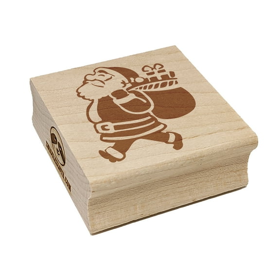 Santa Claus with Bag of Gifts Christmas Holiday Square Rubber Stamp Stamping Scrapbooking Crafting - Small 1.25in