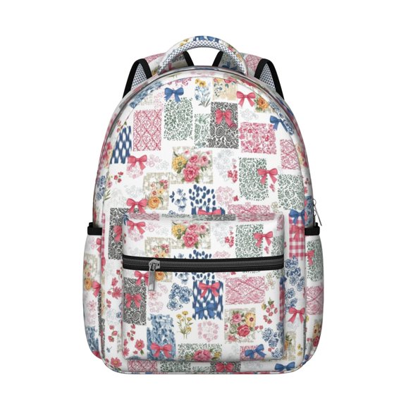Pioneer Flower Floral Print Pattern Backpack for School, Cute School Bag with Adjustable Shoulder Straps and Padded Back, 15.3"x11"x7.1"