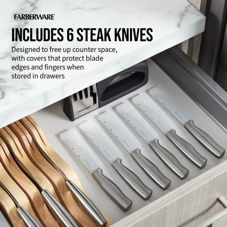 13Piece Stainless Steel Knife Block Set in Sharpener in Drawer