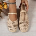 thumbnail image 6 of Purcolt Eyelet Flats for Women Trendy Casual Hollow-out Square Toe Slip On Ballet Shoes Comfort Elegant Soft Sole Walking Dress Shoes with Buckle Strap, 6 of 9