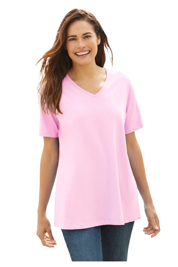 Plus Size Petite Perfect Short-Sleeve V-Neck Tee