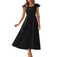 thumbnail image 1 of Vestido midi GRACE KARIN Summer 2025 A-line negro para mujer, 1 of 8