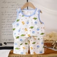 thumbnail image 2 of XUELUO Baby Boys Outfit Sets Summer Cartoon Animal Print Round Neck Sleeveless Tank Tops Vest With Elastic Waist Shorts Two Piece Casual Sports Activewear,White,6-12 Months, 2 of 9