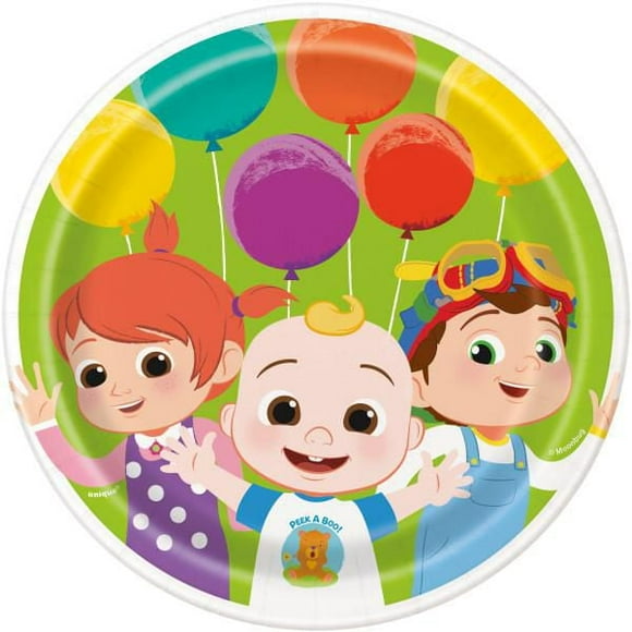 Unique's Cocomelon7" Round Paper Plates, 8ct