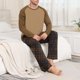 thumbnail image 4 of Conjunto de pijama informal de estilo masculino, camisa de manga larga con cuello redondo y cordón en la cintura, pantalones largos holgados, conjuntos para el hogar, pantalones cortos de manga corta, 4 of 7