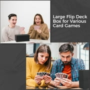 Card Storage, Large 3 Trays Flip Deck Case for 220+ Sleeved Cards, Faux Leather Double Deck Box for YuGiOh, TCG, MTG, Uno, Ultraman, Baseball Cards
