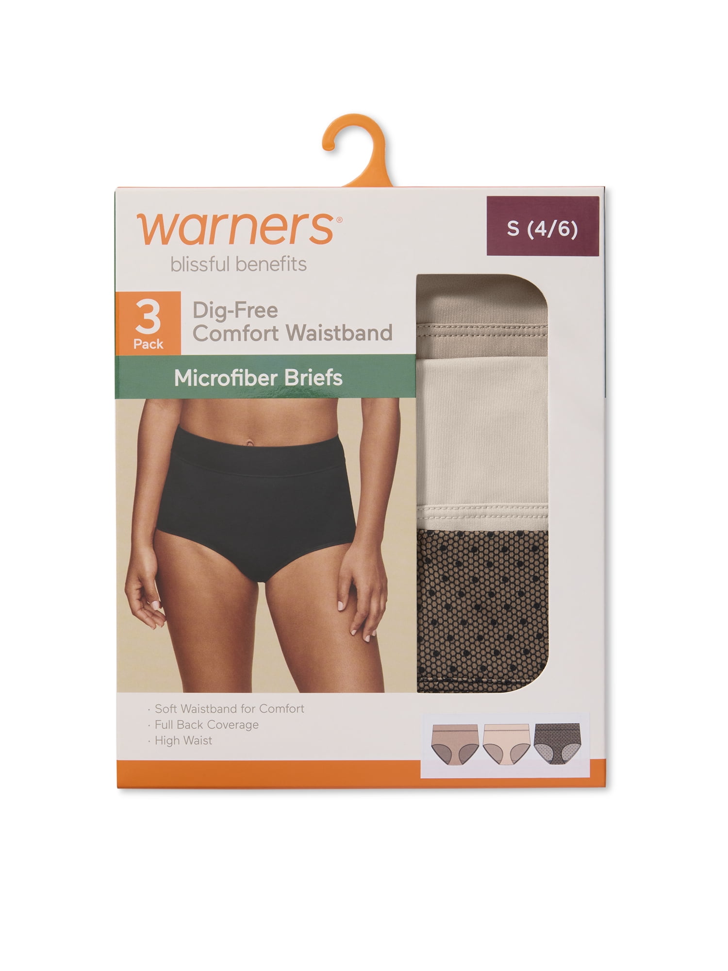 Warners® Blissful Benefits Women's Dig-Free Comfort High Waist Microfiber 3-Pack Brief S-3XL