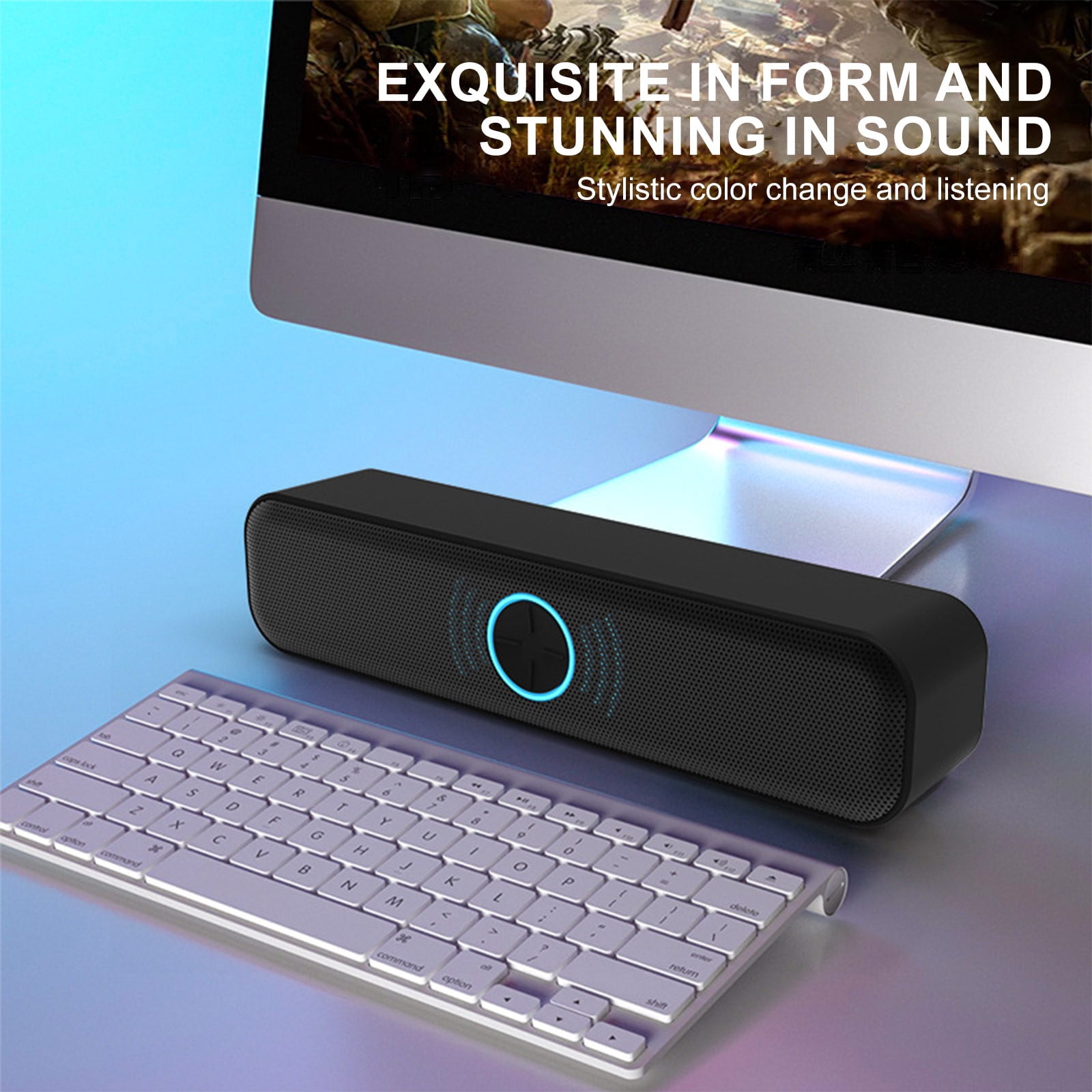 Byujiro Multifunction Bluetooth Speaker for PC & Laptop, Wireless Computer Sound with Enhanced Audio - Portable Desktop Amplifier with AUX Support for Home Office, Gaming and Music Playback