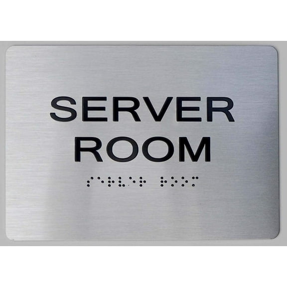 Server Room Sign -(Aluminum, Brush Silver, Size 5X7) The Sensation line