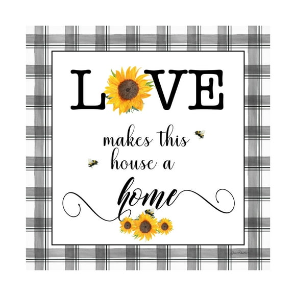 Canvas Wall Art - Jean Plout 'Lovely Plaid Sentiments B' Wall Art for Living Room, Bedroom, or Office Décor by Trademark Fine Art - 14 x 14 Inches