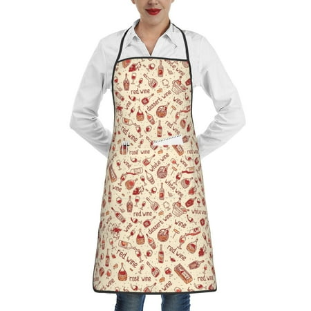 

Rocae Red Wine for Kitchen Aprons for Women Adjustable Cooking Kitchen Chef Apron for Men with Pockets