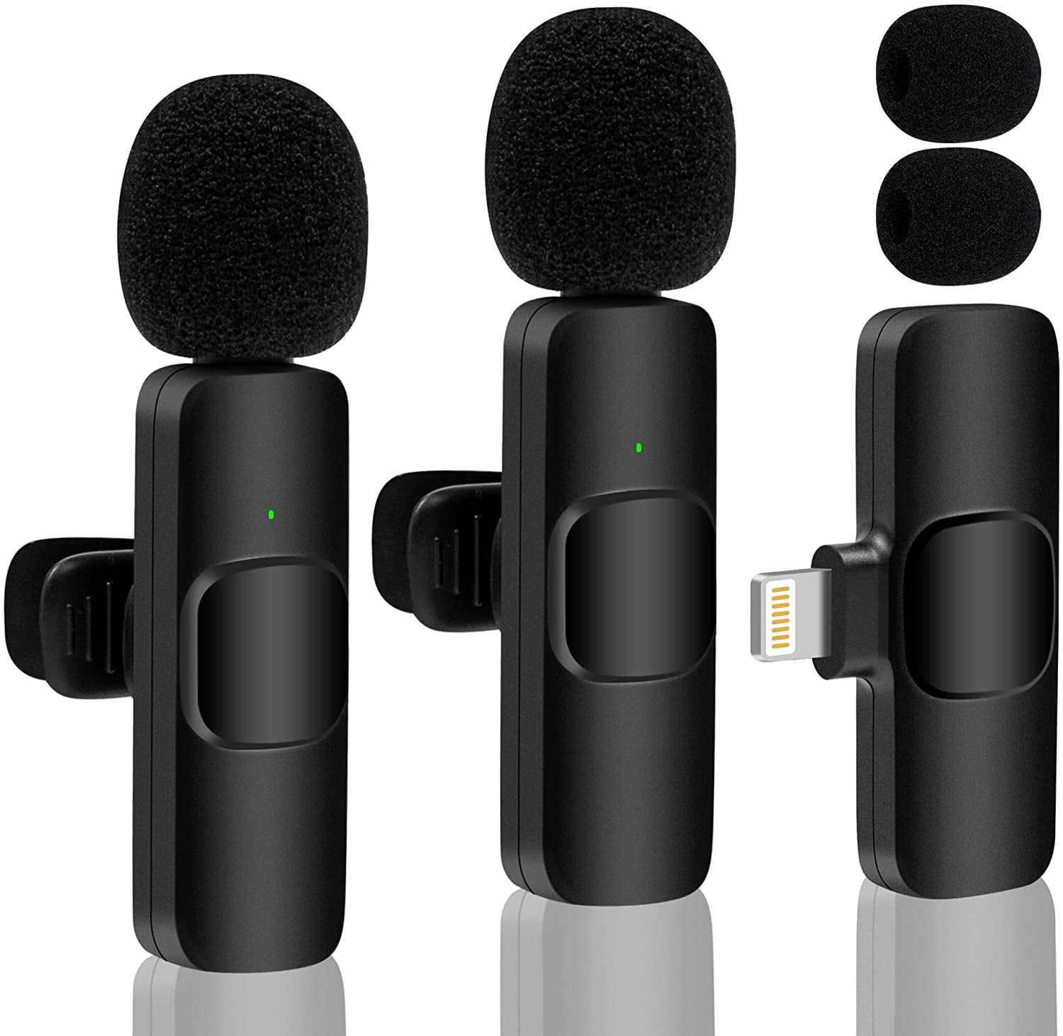 Vlog Interview Plug-Play Wireless Lavalier Mic with 2 Microphone for Phone Video Recording Wireless Microphone for iPhone iPad Auto Sync and Noise Reduction 