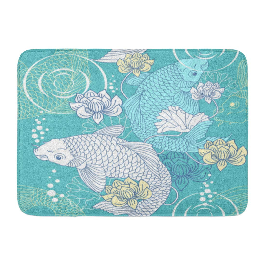 GODPOK Fish Blue Japanese Koi Carp Oriental Rug Doormat Bath Mat 23.6x15.7 inch